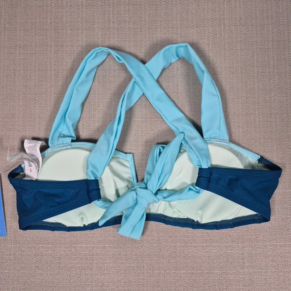 Cupshe Womens High Waisted Bikini Set Teal Blue Sweetheart Neck Size S‎ NWT